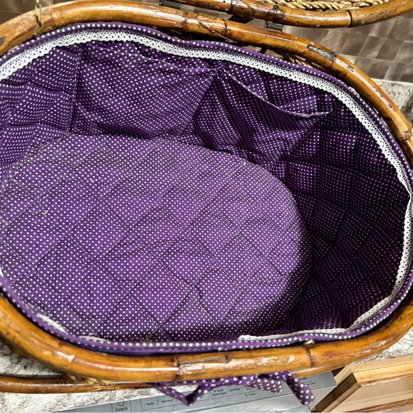 Woven Basket with Purple Lining & accent - Picture 10 of 16